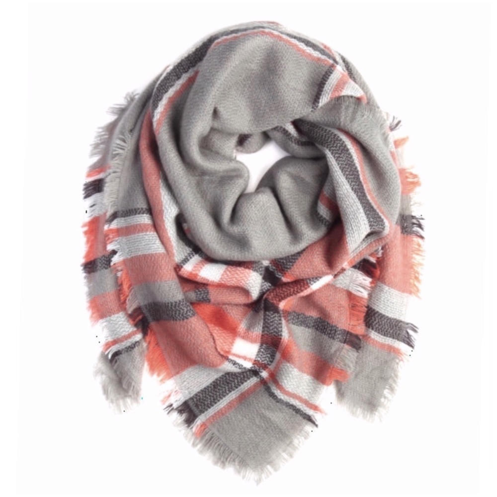 1 LEFT! Women's Lightweight Cute Trendy Fall Plaid Blanket Fringe Wrap Scarf - Picture 4 of 4